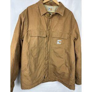 Carhartt Flame Resistant FR Traditional Quilt Lined Coat Jacket Tan Size XL‎